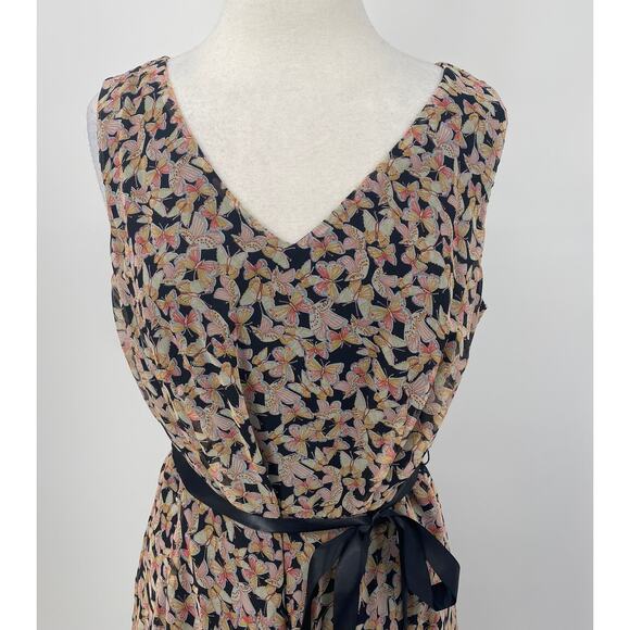 Vintage Y2k Torrid Butterfly Print Dress Chiffon Belted Sleeveless NEW Womens 14 - Picture 4 of 12